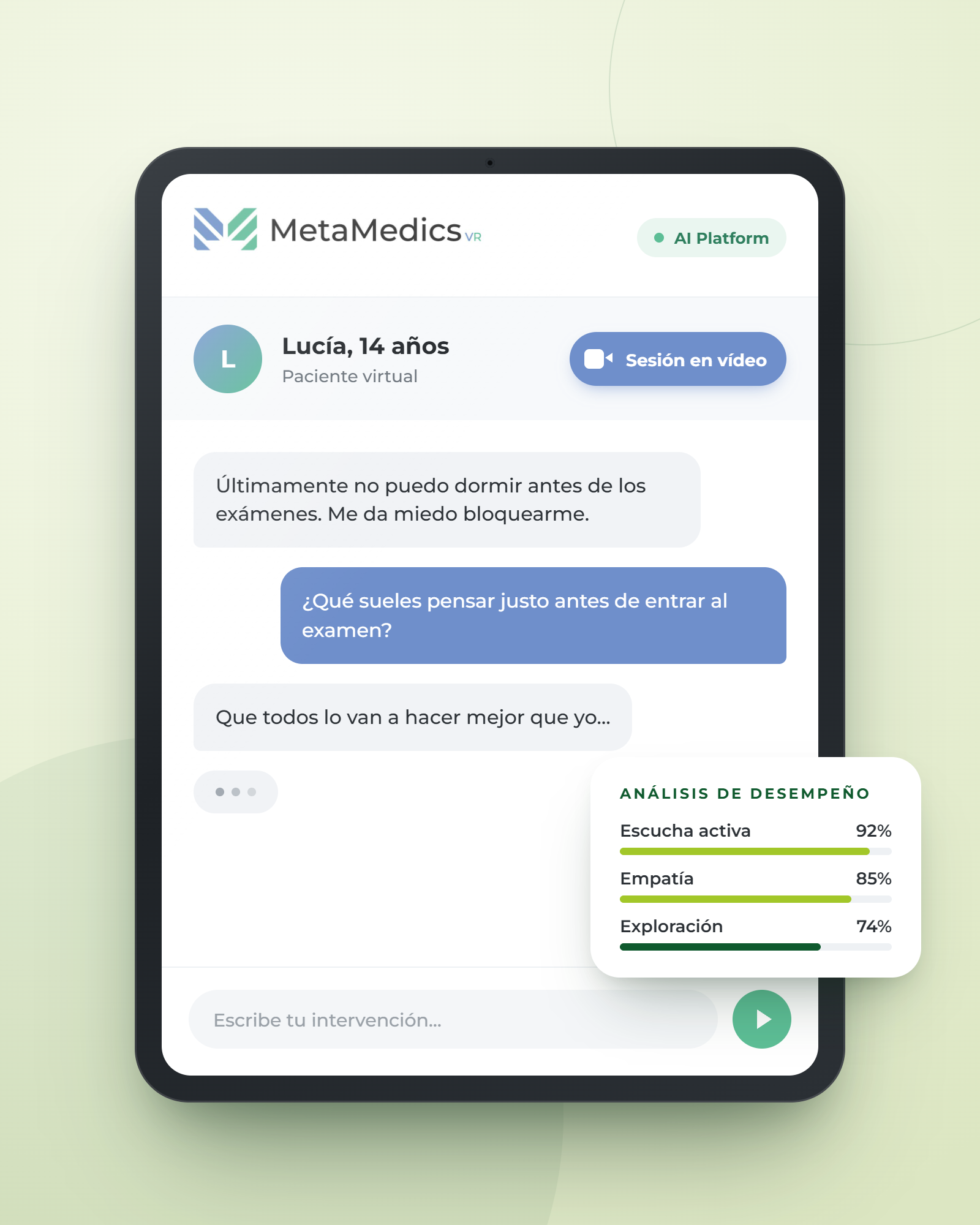 pacientes simulados con IA metamedics infantojuvenil